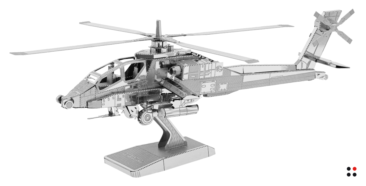 Rompecabezas 3D para Armar Helicóptero Apache Metálico
