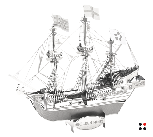 Rompecabezas 3D para Armar Galeón Golden Hind Metálico