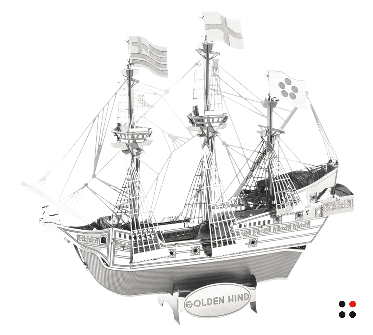 Rompecabezas 3D para Armar Galeón Golden Hind Metálico